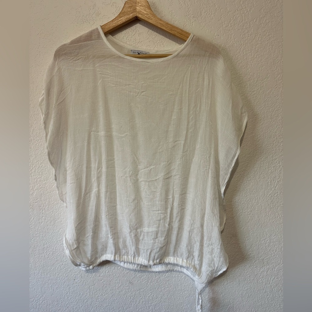 La Sundari Linen Flowy White Top-Size M